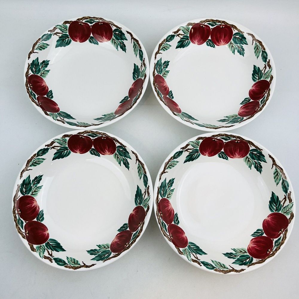Nancy Calhoun Bella Roma 4 Coupe Soup‎ Bowl Lot Apples Cafe Classico Vintage